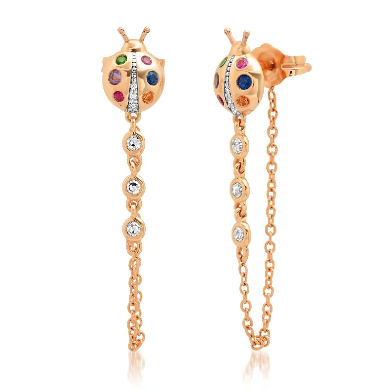 Fine Jewelry, Limited-Time Offers Available Single Ladybug Stud Chain Wrap Earrings