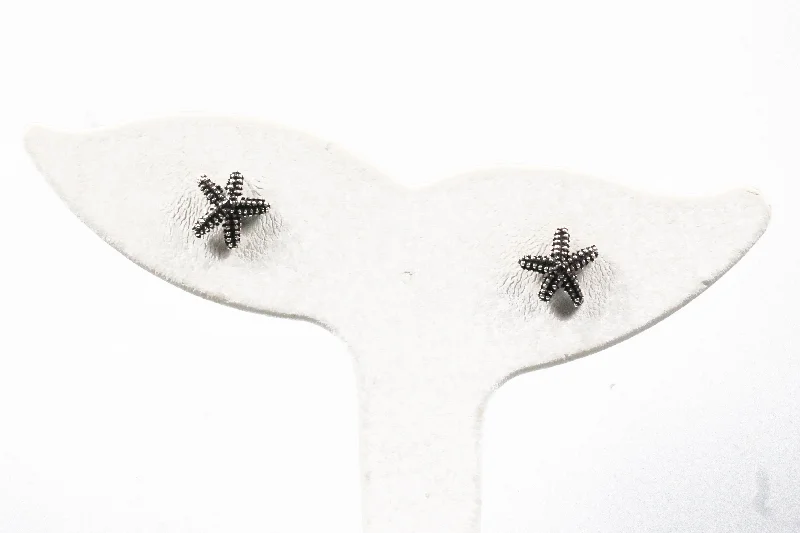 Your Dream Jewelry At Dream Prices Sterling Silver Antiqued Starfish Earrings with Cubic Zirconia