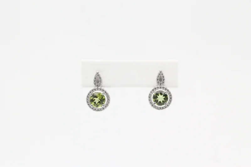 Jewelry Sale – Exclusive Styles At Lower Prices Sterling Silver Peridot and CZ Halo Earrings