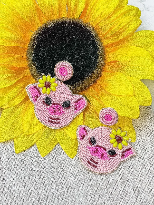 Buy More, Save More On Stunning Jewelry Pieces Sunflower Piggy Beaded Dangle Earrings