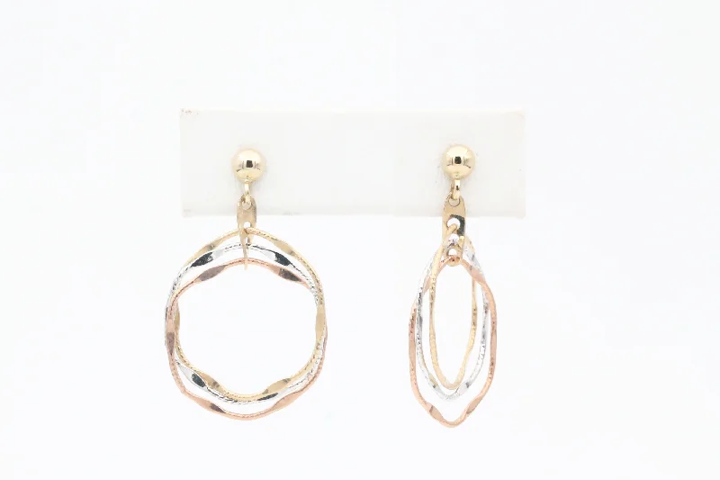 Premium Jewelry Now Available At Special Discounts Tri-tone Gold Circle Earrings