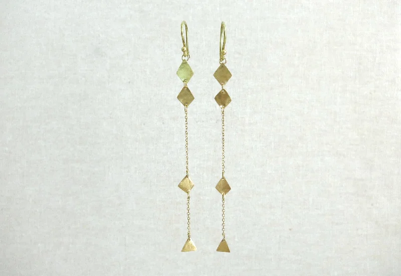 Affordable Gold-Plated Jewelry For Modern Fashion Triple Diamond & Pyramid Shape Strand Earrings