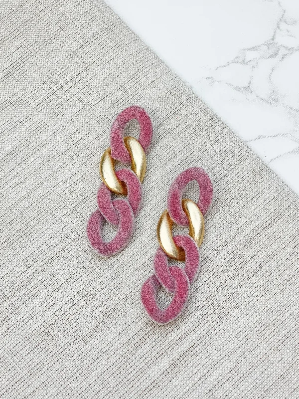 The Biggest Jewelry Sale Of The Year Is Here Velvet Chain Link Dangle Earrings - Pink