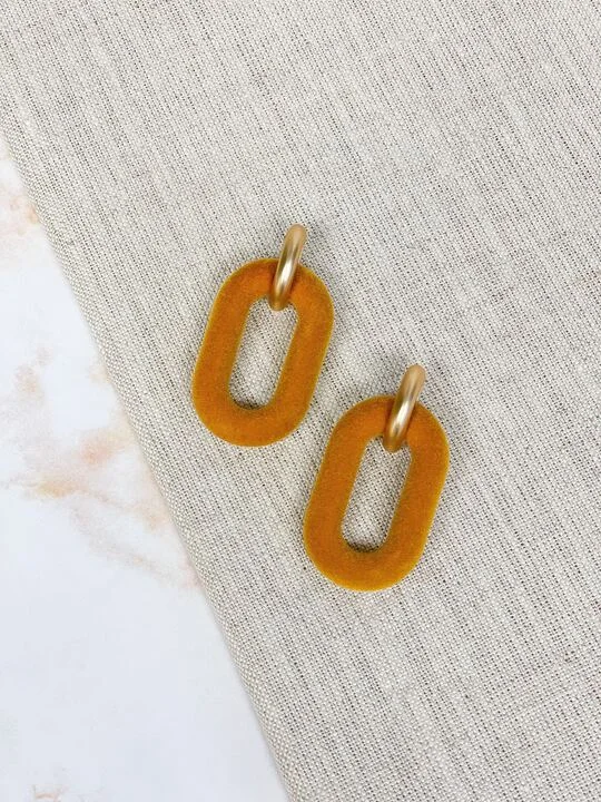 Flash Deals On Fine Jewelry – Shop Before It's Gone Velvet Linked Post Earrings - Mustard