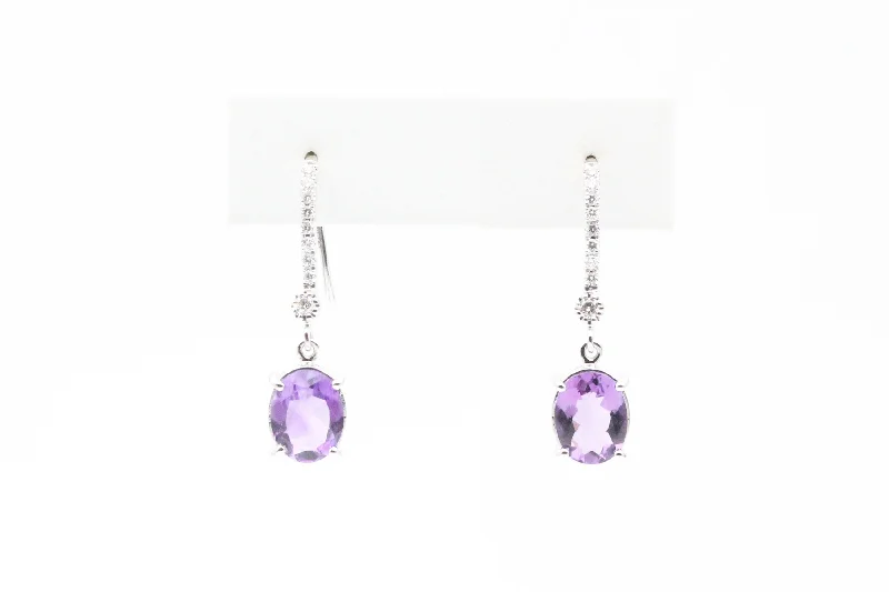 Elegant Jewelry, Exclusive Prices – Shop Now White Gold Amethyst and Diamond Drop Earrings