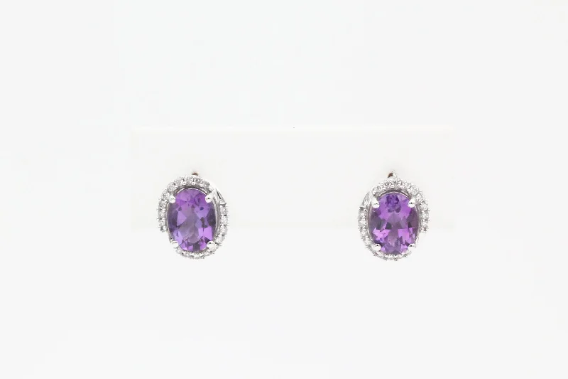 Personalized Jewelry Sale – Meaningful Gifts At Great Prices White Gold Amethyst and Diamond Halo Earrings