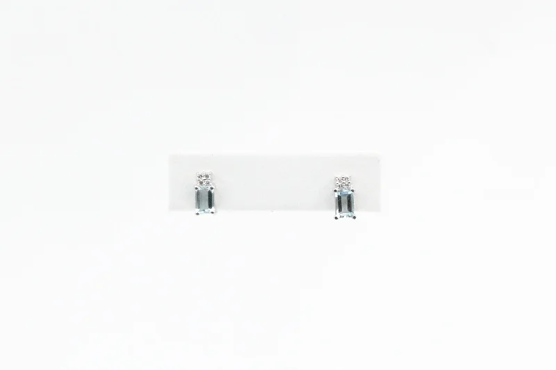 Must-Have Jewelry At Irresistible Discounts White Gold Aquamarine and Diamond Earrings