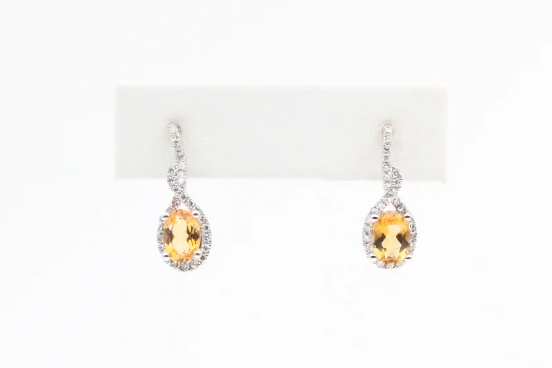 Elegant Rose Gold Jewelry For A Stylish Touch White Gold Citrine and Diamond Dangle Earrings