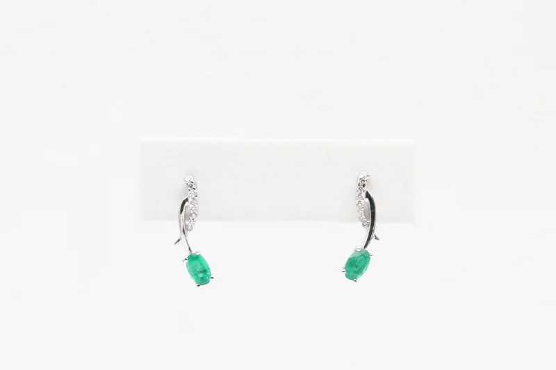 Stunning Jewelry At Even More Stunning Prices White Gold Emerald and Diamond Earrings