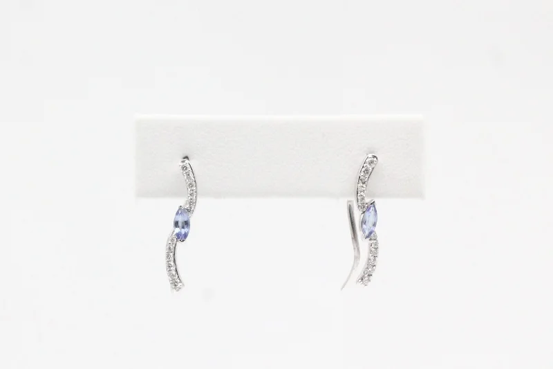 Unique Jewelry For Less – Shop The Sale Now White Gold Marquise Tanzanite Earrings with Diamonds