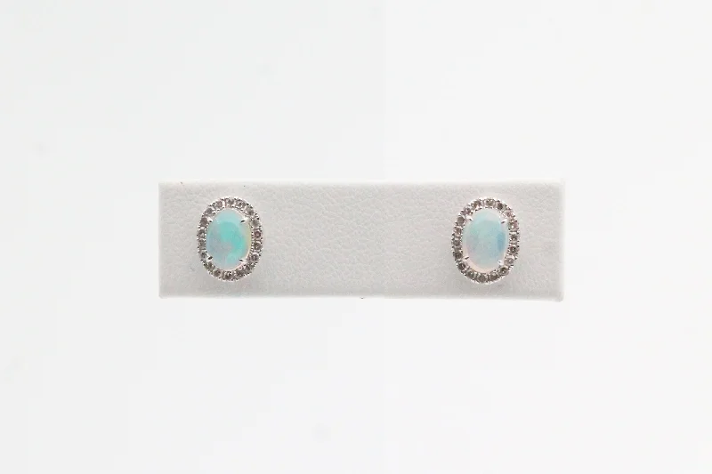 Timeless Elegance, Temporary Discounts – Act Fast White Gold Oval Opal Halo Earrings