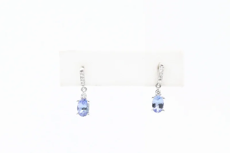 Grab Stylish Jewelry Before The Sale Ends White Gold Tanzanite and Diamond Drop Earrings