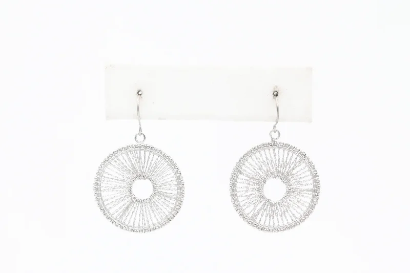 Fashion-Forward Jewelry At Incredible Prices White Gold Wire Wrapped Disc Dangle Earrings