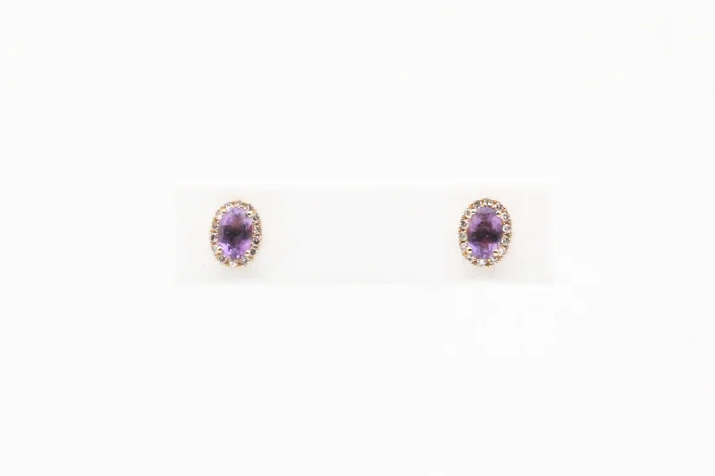 Big Discounts On Elegant Jewelry Collections Yellow Gold Amethyst Halo Earrings