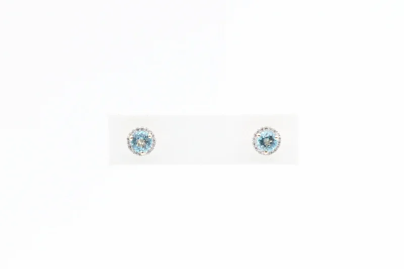 Beautiful Jewelry, Breathtaking Discounts – Hurry In Yellow Gold Blue Topaz Halo Earrings