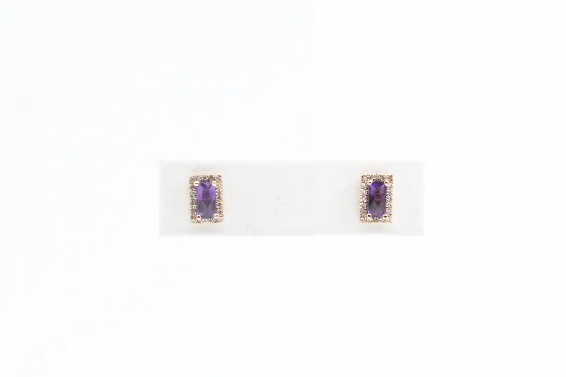 Versatile Layering Jewelry For Effortless Chic Yellow Gold Checkerboard Cut Amethyst Earring