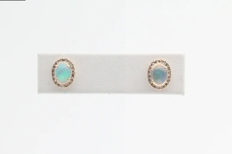 Jewelry Clearance – Final Chance To Save Big Yellow Gold Oval Opal Halo Earrings