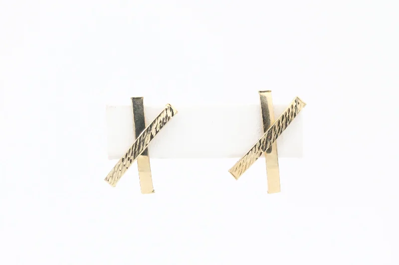 Buy More, Save More – Special Jewelry Discounts Yellow Gold Textured "X" Earrings