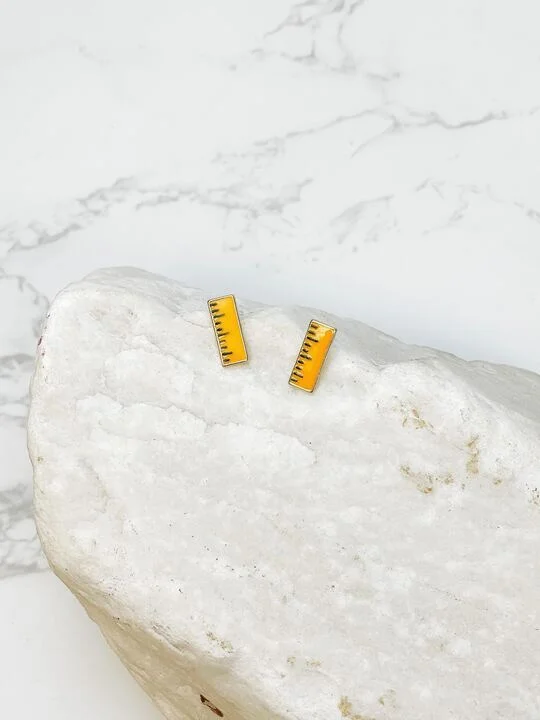 Limited-Time Jewelry Sale – Elegant Styles At Less Yellow Ruler Enamel Studs by Prep Obsessed