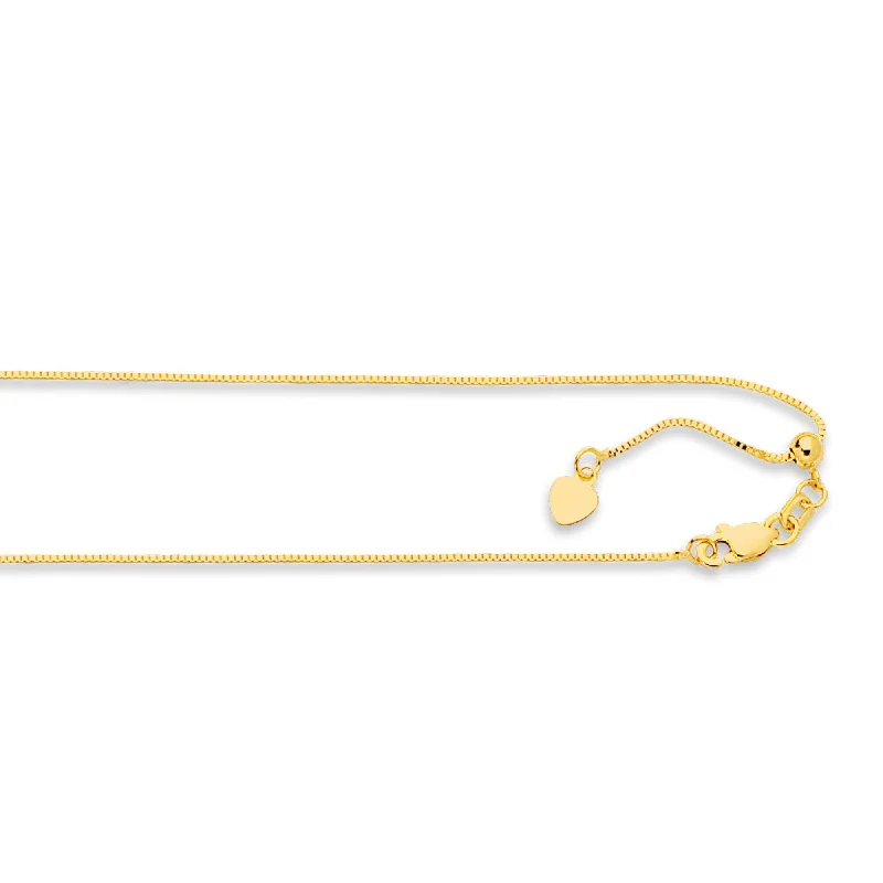 14K Gold 0.68mm Adjustable Box Chain