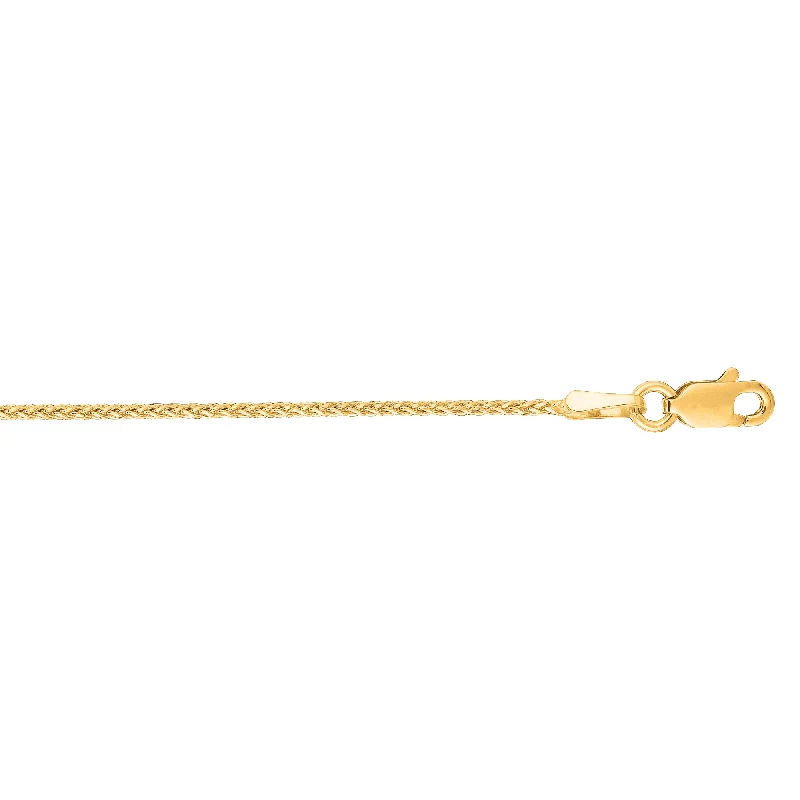 14K Gold 1.1mm Diamond Cut Round Wheat Chain