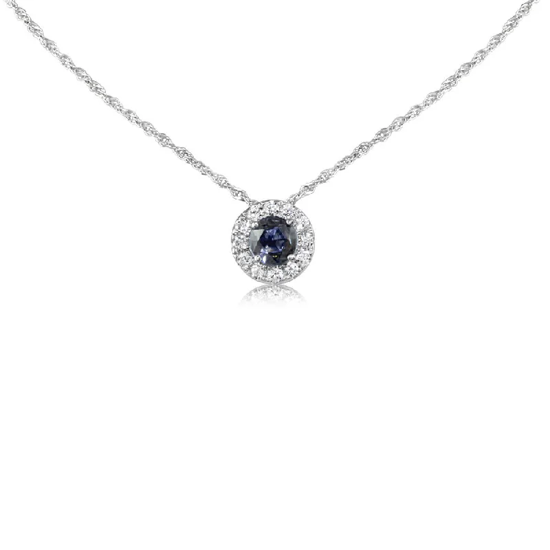 14K White Gold Montana Sapphire/Diamond Pendant