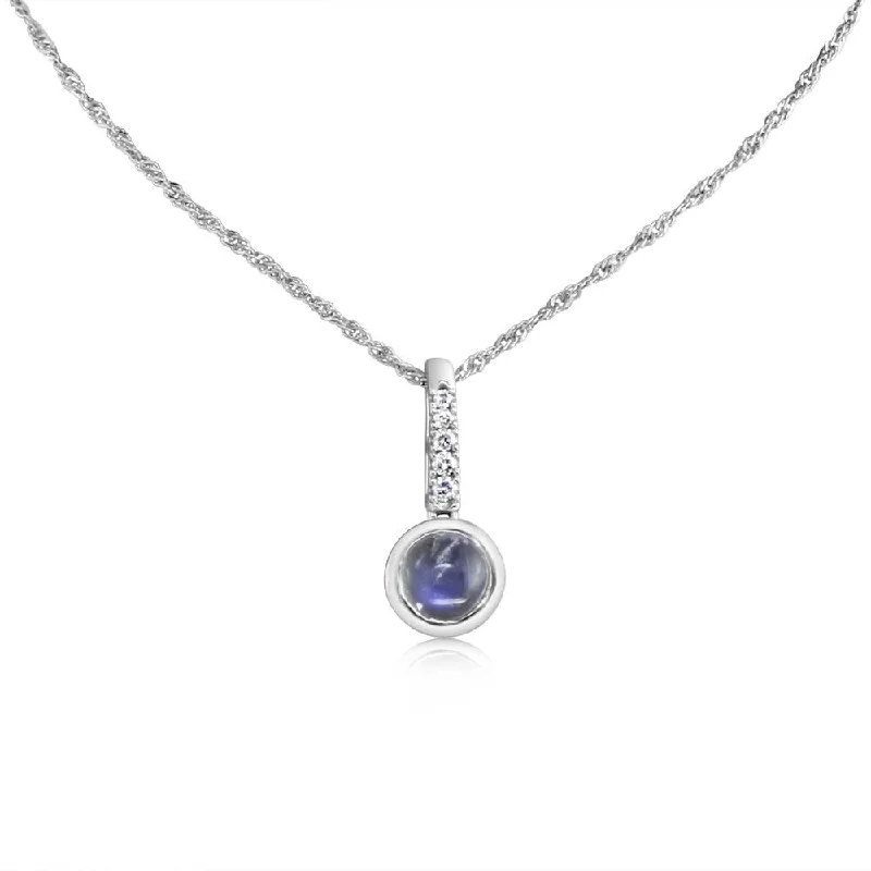 14K White Gold Moonstone/Diamond Pendant