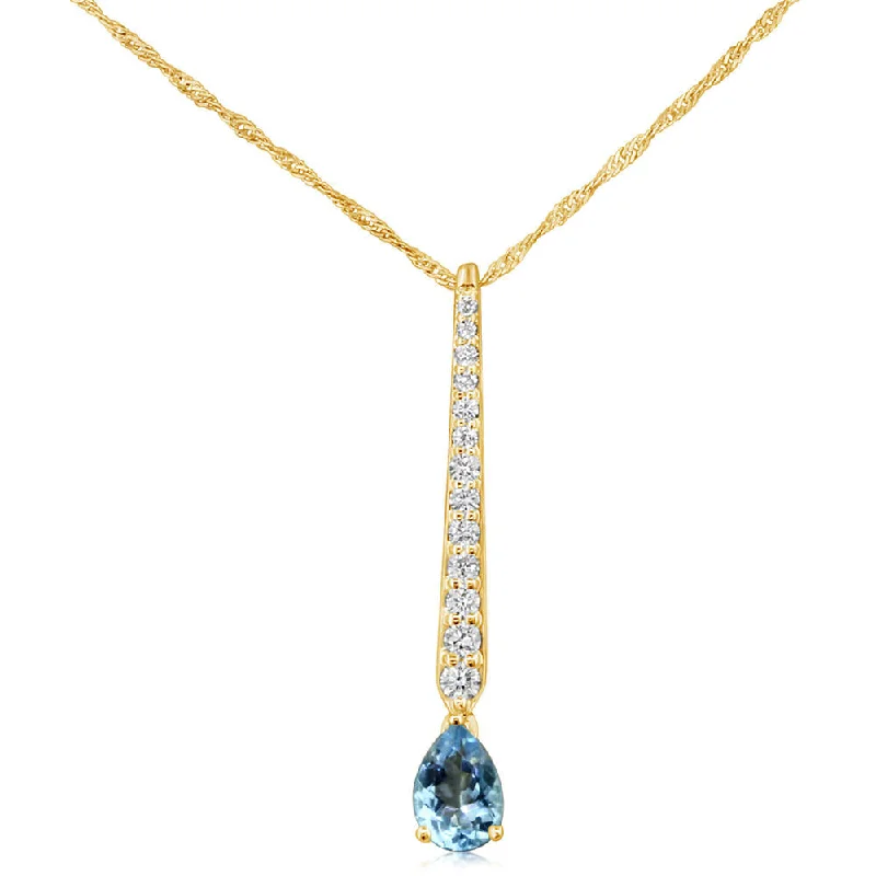 14K Yellow Gold Aqua/Diamond Pendant