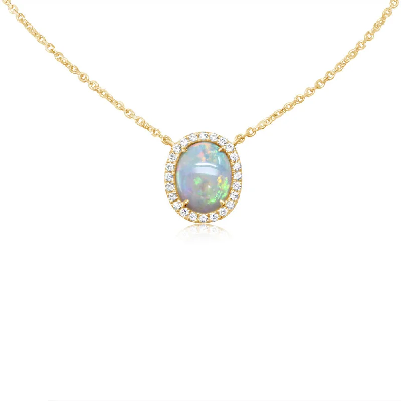 14K Yellow Gold Australian Opal/Diamond Neckpiece