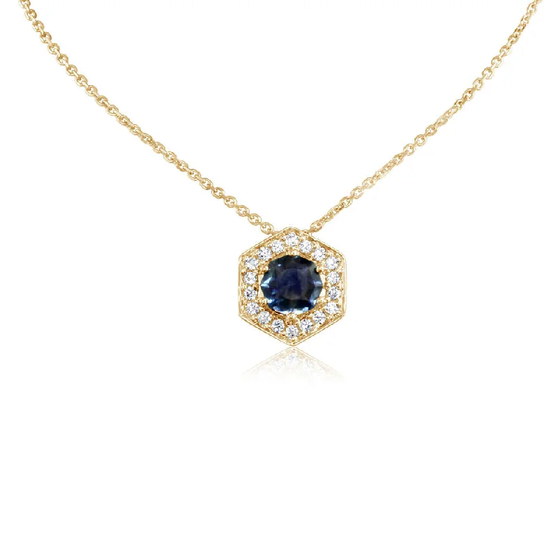 14K Yellow Gold Montana Sapphire Pendant