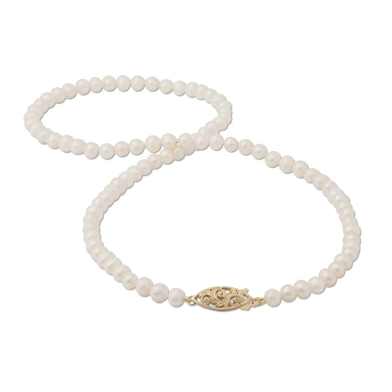 Shop Fine Jewelry With Amazing Deals 18-19" Freshwater White Pearl Strand with White Gold Clasp - 4-5.5mm