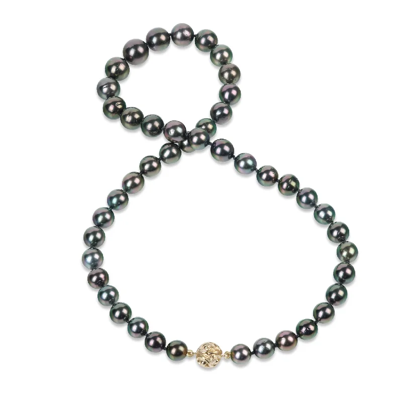 18-19" Tahitian Black Pearl Strand with Magnetic Gold Clasp - 8-11mm