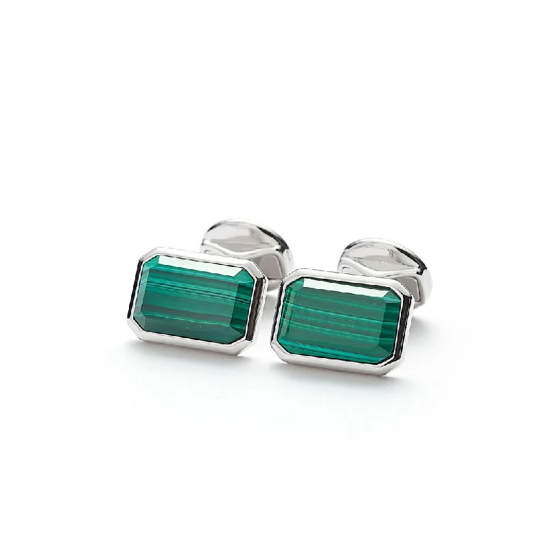 Shop Modern Jewelry Collections With Exclusive Discounts Hope Rectangle Silver Cufflinks w. Malachite