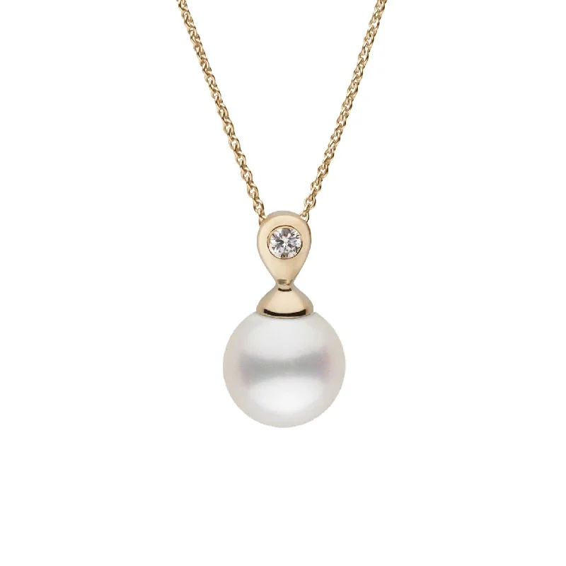 The Ultimate Jewelry Sale – Shop Premium Styles Dew Collection 8.5-9.0 mm White Freshadama Pearl and Diamond Adjustable Chain Pendant