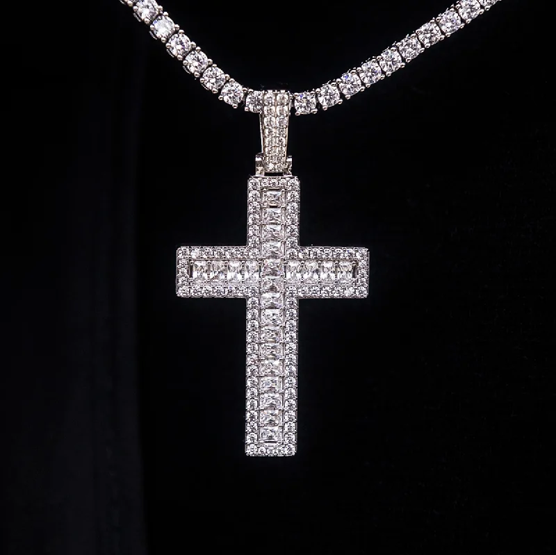 Buy More, Save More – Special Jewelry Discounts Diamond Baguette Cross Pendant in White Gold