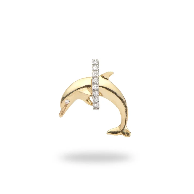 The Ultimate Jewelry Sale – Shop Premium Styles Dolphin Pendant in Two Tone Gold with Diamonds - 19mm