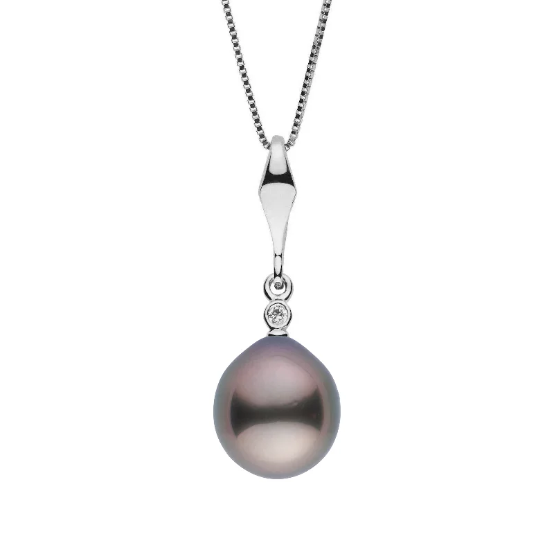 Timeless Beauty, Unbeatable Deals – Jewelry Sale On Essential Collection 9.0-10.0 mm Tahitian Drop Pearl and Diamond Pendant