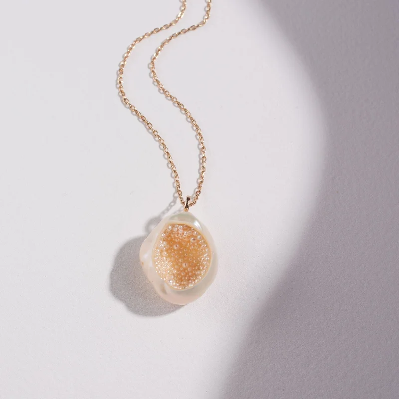 Freshwater Soufflé Pearl Finestrino Pendant with Seed Pearls