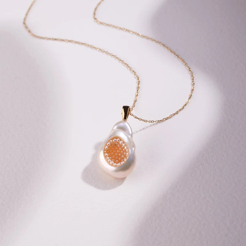 Freshwater Souffle Pearl Finestrino Pendant with Seed Pearls