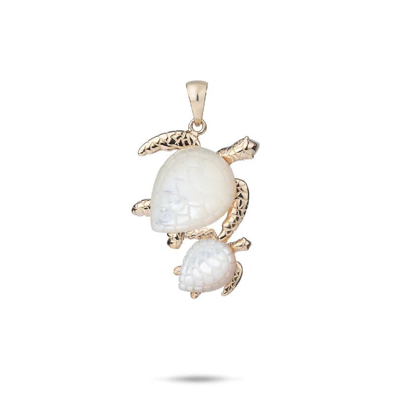 Honu Mother of Pearl Pendant in Gold - 24mm