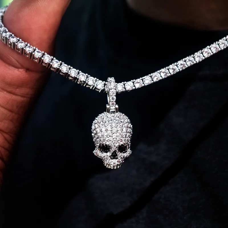 Iced Black Stone Skull Pendant