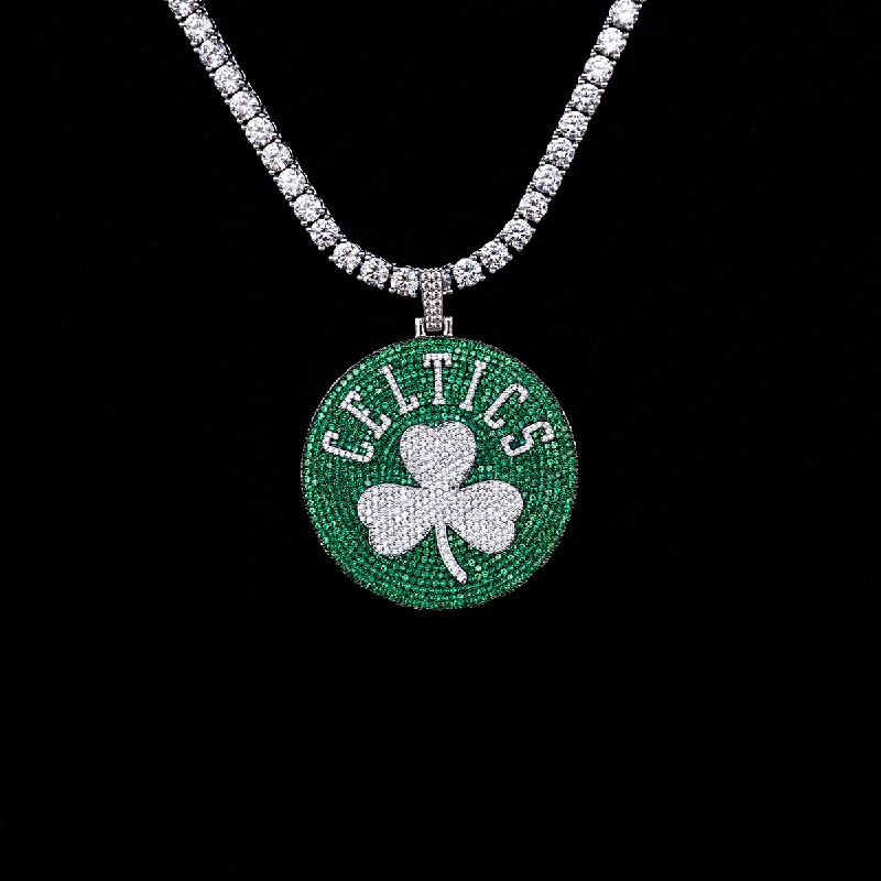 Flash Sale On Exquisite Jewelry – Don't Miss Out Large Boston Celtics Official NBA Logo Pendant