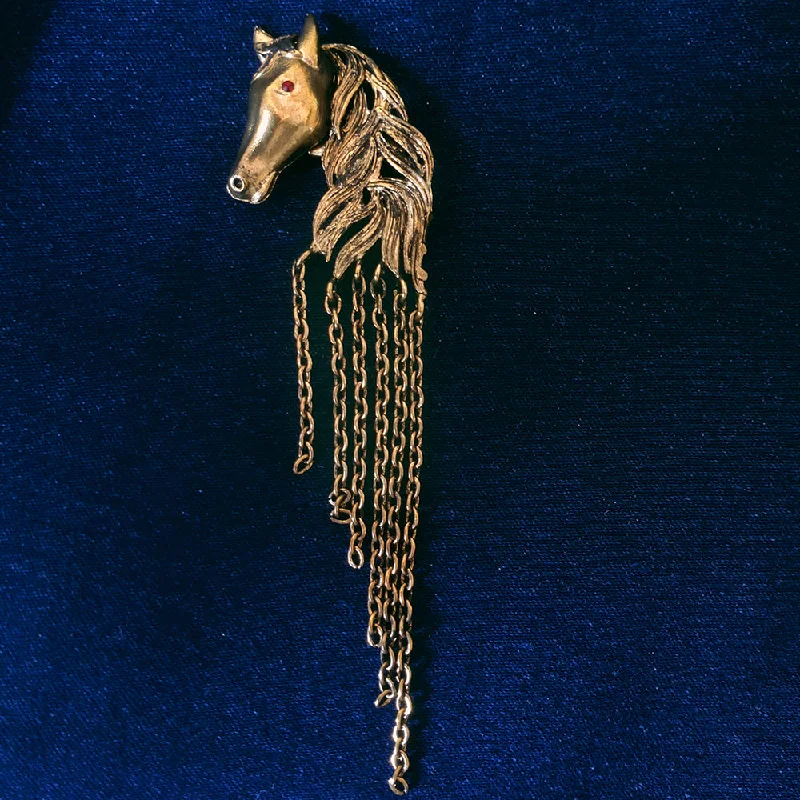 Flash Deals On Fine Jewelry – Shop Before It's Gone Mahi Antique Gold Plated Horse Shaped Tassel Chain Sherwani Brooch Pin for Men (BP1101103G)