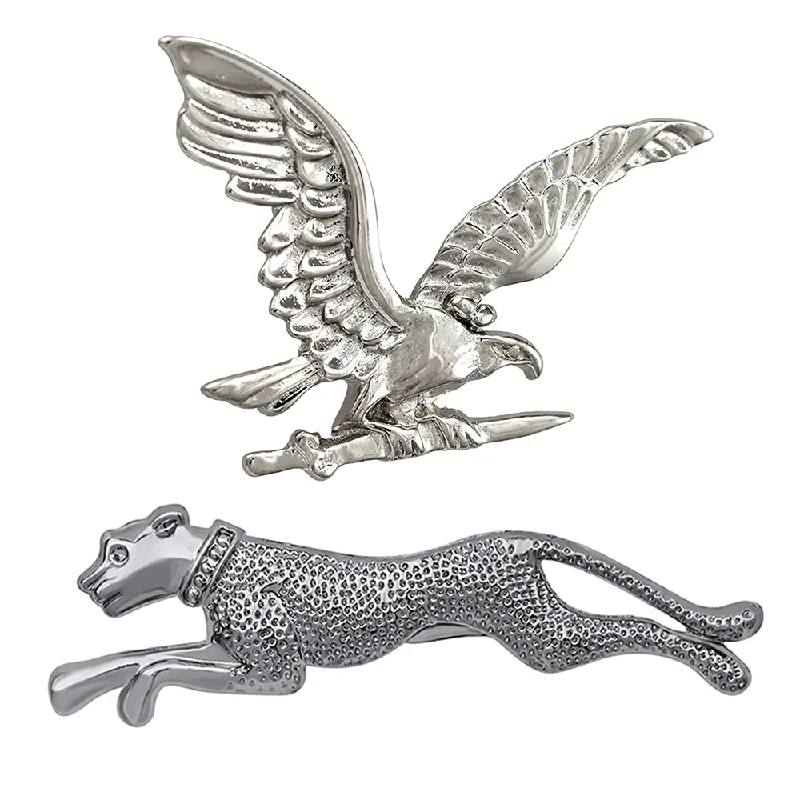 Mahi Combo of Jaugar and Flying Eagle Shaped Wedding Brooch / Lapel Pin for Men (CO1105507R)