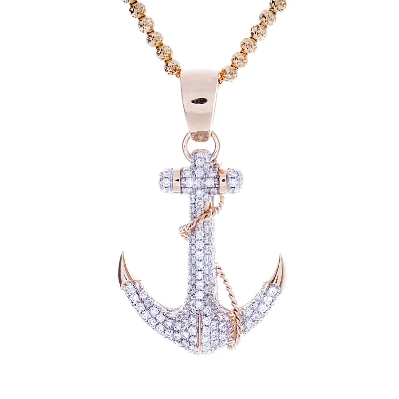 Mens Diamonds Anchor Pendant