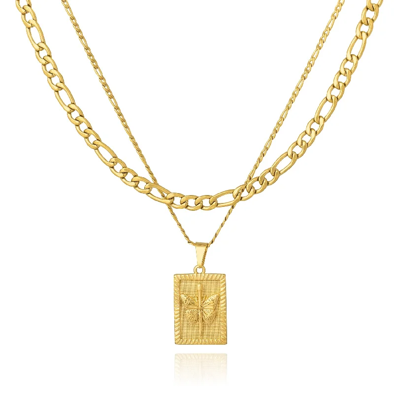 Flash Jewelry Sale – Get Stunning Pieces At Low Prices Figaro Set (Custom Pendant Choice) (Gold)