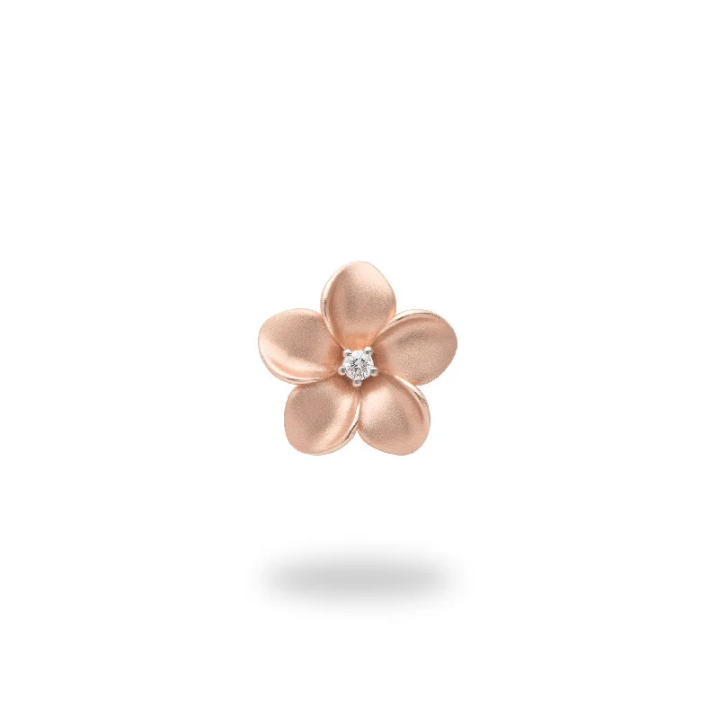 Plumeria Pendant in Rose Gold with Diamond - 13mm