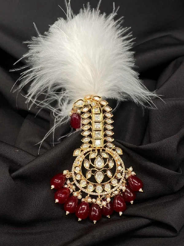 Final Call For Exquisite Jewelry At Reduced Rates Red Beads Studded Kundan Safa Kalingi