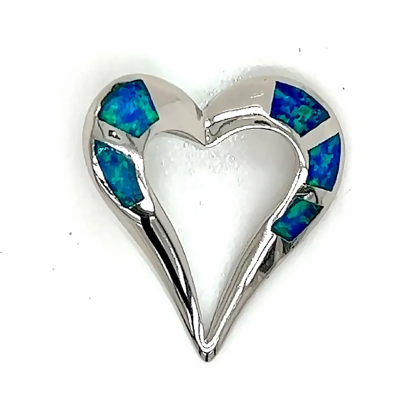 Silver Open Heart Pendant with Inlay