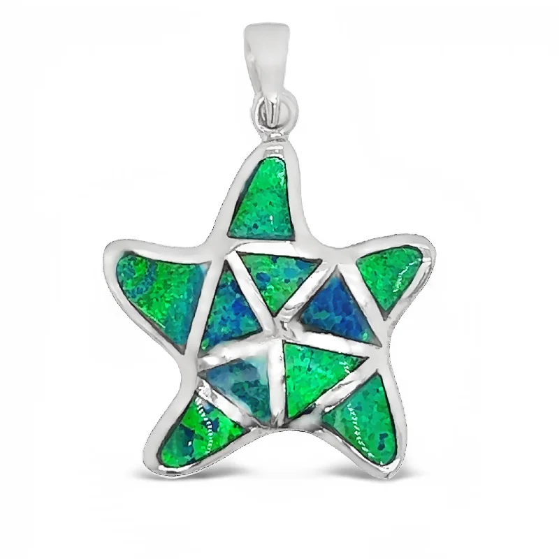 Shop High-Quality Jewelry At Jaw-Dropping Discounts Silver Starfish Pendant with Inlay